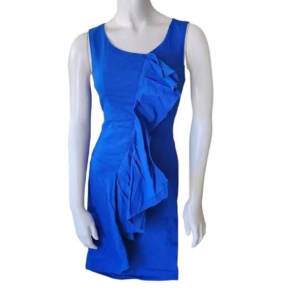 Nicole Miller Blue Ruffle Dress (2) - Picture 2 of 5